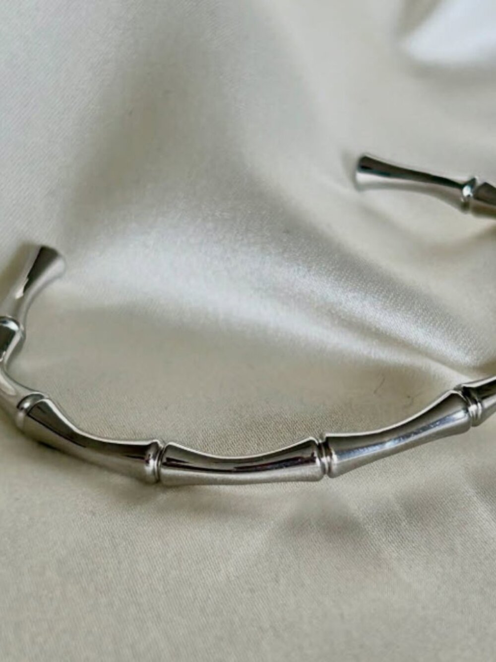 New Unbranded Silver Bamboo Cuff Bracelet